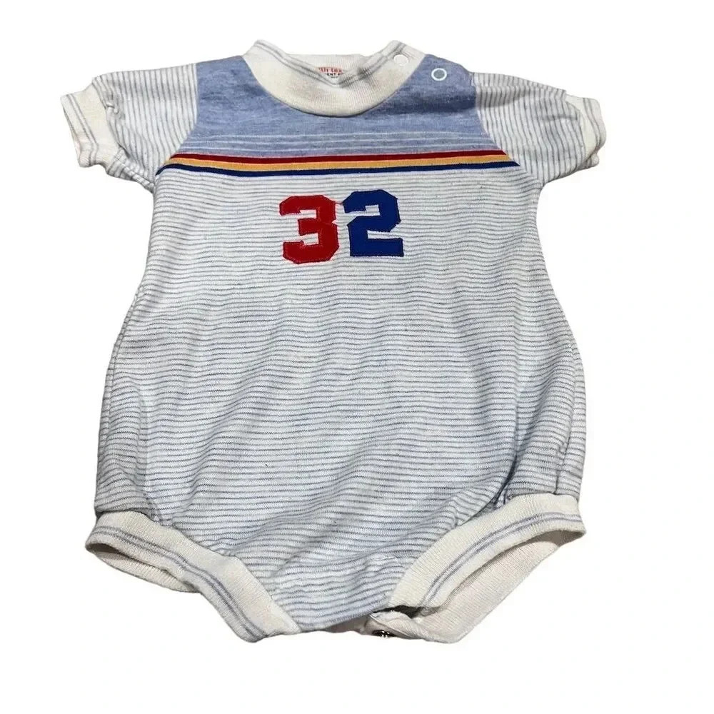 Vintage Health-tex Unisex Baby Romper Blue USA Made